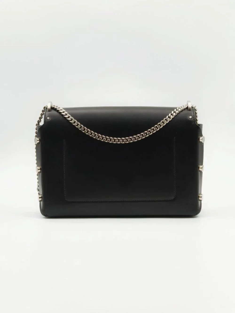 Jimmy Choo Black Leather Lockett Shoulder Bag Silver Chain Crossbody